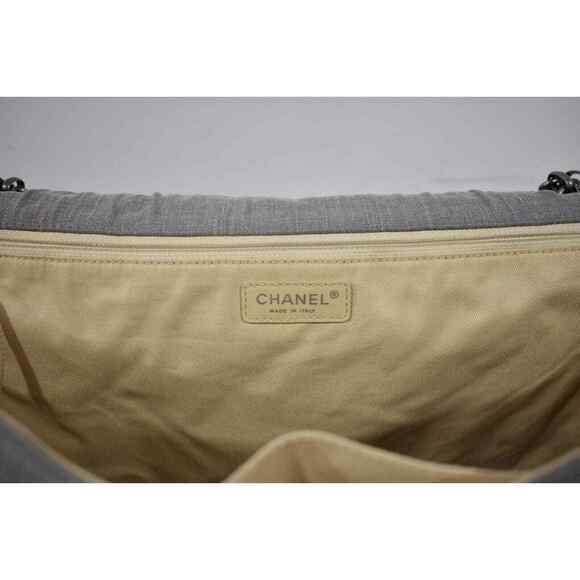 Chanel XXL Maxi 2.55 Reissue Airlines Classic Flap Grey Denim Logo Shoulder Bag - Picture 11 of 12